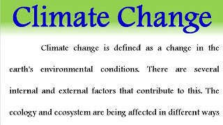 Write Essay on climate change in English paragraph on climate change speech in English [upl. by Rocca]