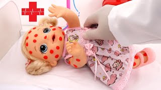 BABY ALIVE NINA ESTÁ COM CATAPORA E VAI AO HOSPITALZINHO [upl. by Dusza]