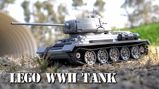 RC LEGO T34 Tank with Shooting Mechanism [upl. by Nimzay]