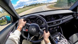 2022 Alfa Romeo Stelvio Quadrifoglio  POV Test Drive Binaural Audio [upl. by Hajidahk]