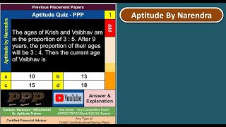 Aptitude Quiz PPP Q1 Explanation  Previous Placement Paper Explanation  AptitudeByNarendra [upl. by Asilrahc352]