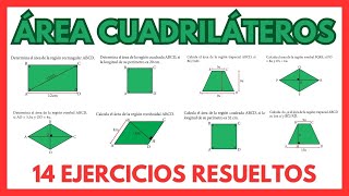 🟥 ÁREA de los CUADRILÁTEROS  14 EJERCICIOS RESUELTOS [upl. by Sej]