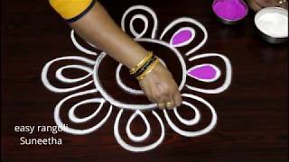 Beautiful festival color kolam  easy rangoli designs  simple muggulu designs [upl. by Teleya]