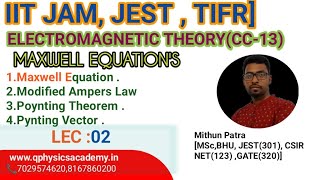 EMTLEC02 Maxwell Equation  Poynting TheoremIIT JAM  JEST  CSIR NET  GATE  BSccc13 [upl. by Jeanna]