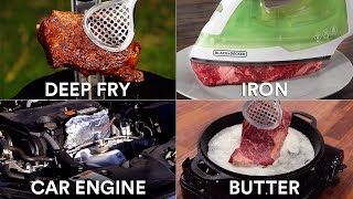 Every way to COOK A STEAK 25 Methods  GugaFoods [upl. by Bridgid104]