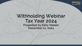 2024 Withholding Tax Update for Employers [upl. by Sisson]