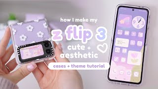 how I make my samsung z flip 3 cute amp aesthetic ☁️  cases amp purple android theme 💜💫 [upl. by Carmelina972]