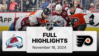 NHL Highlights  Avalanche vs Flyers  November 18 2024 [upl. by Anahgem391]