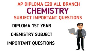 ap diploma c20 chemistry important questions tips to pass diploma c20 chemistry subject [upl. by Tur]