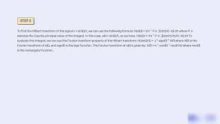 Find the Hilbert transform of the signal x  sintt ii Show that a signal and its Hilbert transform [upl. by Corenda]