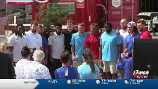 KU football celebrates big milestone for Phase 1 of new stadium [upl. by Atsillak112]