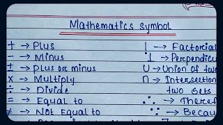 MATH Symbols  Useful List of Mathematical Symbols in English  Names of Mathematics Symbols [upl. by Lisabet958]