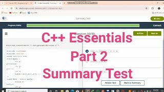 C Essentials Part 2 Summary Test Solution c essential part 2 summary test [upl. by Lefty]