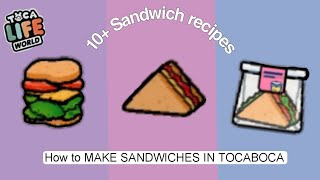 10 Sandwich recipes 🥪 in tocaboca  Food recipes in tocaboca [upl. by Rochester]