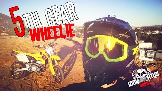 DRZ400SM  5th gear wheelie amp Power wheelies [upl. by Bencion]