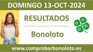 Resultado del sorteo Bonoloto del domingo 13 de octubre de 2024 [upl. by Helga]