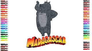 MOTO MOTO from Madagascar movie colouring Easy stepbystep tutorial nikartgallery [upl. by Ahsimet869]