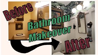 Powder room Makeover DIY Bathroom Makeover Small bathroom remodel How to plumb a wall mount sink [upl. by Reeve]