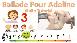 Richard Clayderman  Ballade Pour Adeline Sheet music and easy violin tutorial [upl. by Ervine287]