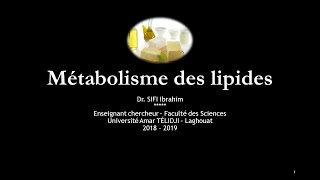 Cours Métabolisme des lipides Acide Gras [upl. by Wyn]