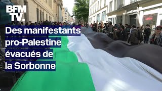 Des manifestants proPalestine se sont installés à la Sorbonne avant dêtre évacués par la police [upl. by Uziel]