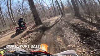 KTM 350 EXCF vs Honda CRF 450L  dual sport  enduro trail battle [upl. by Anidene]