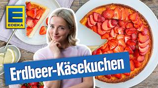 Weltbester Käsekuchen ohne Boden  Kuchenrezept mit Erdbeeren [upl. by Fina]