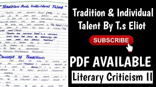 Tradition and Individual Talent Essay by TS Eliot [upl. by Zerimar]