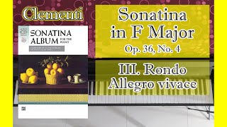 15  Clementi  Sonatina Op36 No4 III Rondo Allegro vivace  Sonatina Album [upl. by Euqnomod]