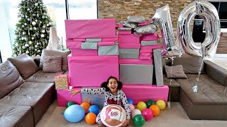 Tianas 10th Birthday Party Opening Presents Giant LOL Surprise Birthday Cake [upl. by Ma957]