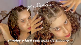 penteado simples e fácil com ligas de silicone🤎 [upl. by Lehcim295]