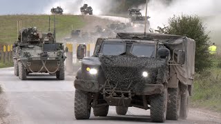 Large convoy of US Army vehicles in UK 🇺🇸 🇬🇧 [upl. by Ahtreb935]