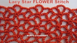 How To Crochet Lacy Star FLOWER Stitch Tutorial [upl. by Alicirp386]