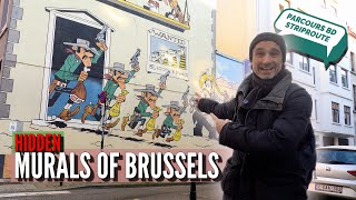 SECRET COMIC STRIP MURALS REVEALED  Parcours BD Adventures in Central Brussels [upl. by Nilyad]