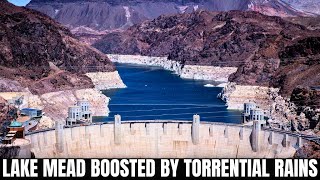 Torrential Rain Ads Extra Fresh Water to Lake Mead [upl. by Attenol]