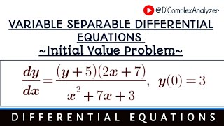 Variable Separable differential equations 2  Initial Value Problem differentialequation [upl. by Grenville156]