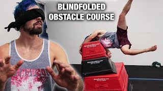 BLINDFOLDED OBSTACLE COURSE AT TRAMPOLINE PARK [upl. by Darom195]