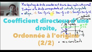 Coefficient directeur dune droite Ordonnée à lorigine 22 [upl. by Sik314]