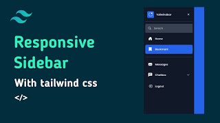 How to make a responsive sidebar with tailwind css  tailwind css tutorial [upl. by Mikah]