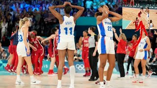 France vs USA Womens Basketball Final Gabby Williams foot on line USA Won Gold Medal Olympic 2024 [upl. by Felicie]