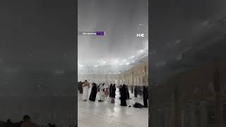 Muslim pilgrims in Mecca experience heavy rainfall at the Kaaba [upl. by Muraida161]