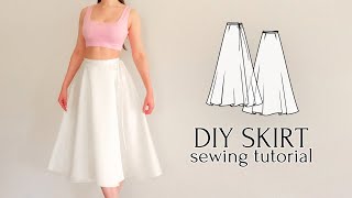 DIY Adjustable Midi Wrap Skirt  Sewing Pattern [upl. by Symer]