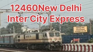 12460 New Delhi Inter City Express in dhandari Kalan station indianrailways publictransport [upl. by Oliana]