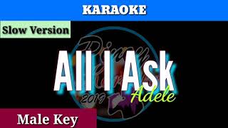 All I Ask by Adele  Karaoke  Male Key  Slow Version [upl. by Arick203]