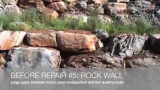 Rock retaining wall repairs before and after photos [upl. by Vasilek797]