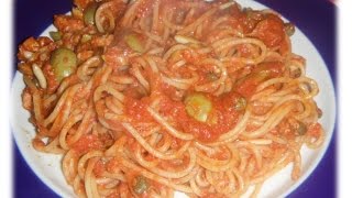 ITALIENISCHE SPAGHETTI MIT THUNFISCH OLIVEN KAPERN UND PINIENKERNE  SIZILIANISCHES REZEPT [upl. by Arhaz]