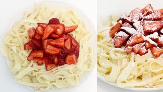 How to Make DESSERT SPAGHETTI  Sweet Pasta with Crepes and Strawberries  Recipe [upl. by Masha]