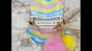 Whats in my Juicy Couture Tie Dye Backpack Purse [upl. by Auqinot165]