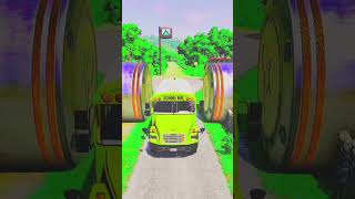 School bus City bus Capsule bus vs Bollrad Crash BeamNGdrive shorts beamngdrive crazydrivehd [upl. by Xavier]