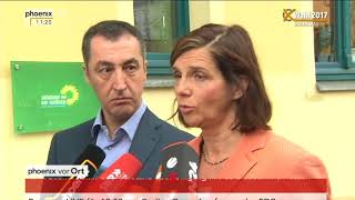 Bundestagswahl 2017 Statements von Cem Özdemir und Katrin GöringEckardt vom 25092017 [upl. by Irianat]